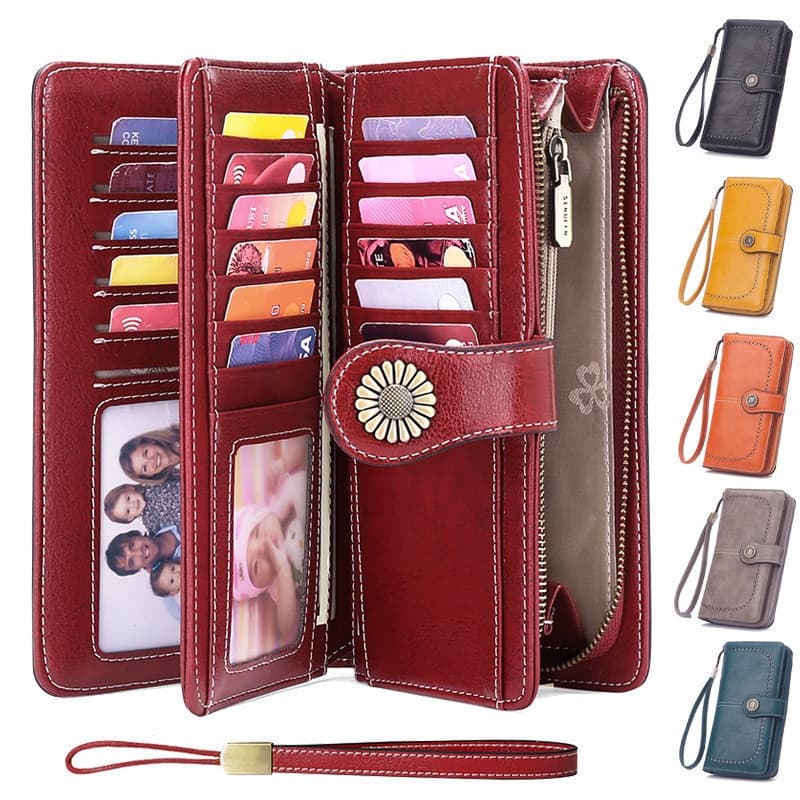 Carteira Feminina Estilo Longo 2022/Multifuncional De Couro Com Zíper/Porta Cartões/Troca De Posição Multi