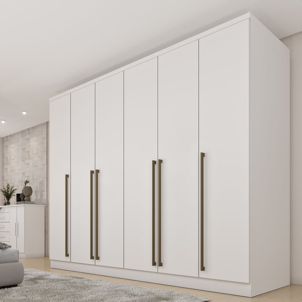 Guarda Roupa Casal 6 Portas 8 Gavetas 270cm Portugal Espresso Móveis   Neve
