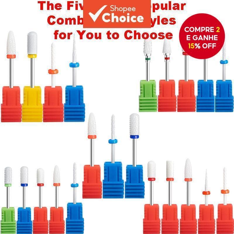 Kit De Brocas De Cerâmica Para Unhas - 3/4/5 Pcs, Elétricas Para Manicure E Pedicure, Acessórios Para Nail Art