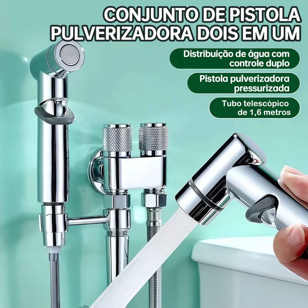 KIT Banheiro Ducha Higiênica Duas Saídas De 1/2 Mm  Com  Molas e válvulas de aço  Parede