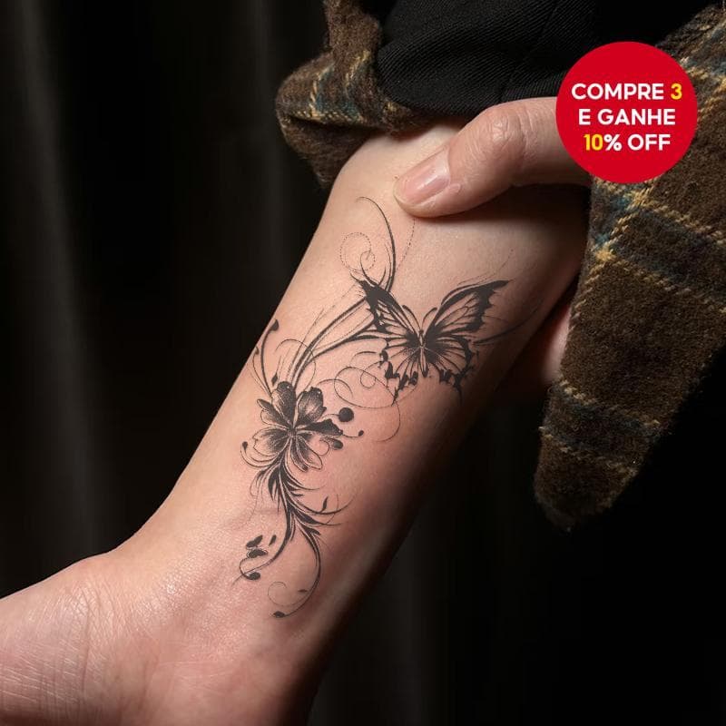 Tatuagem Temporária-Adesivo Com Design De Borboleta Perdida À Prova D'água , Arte De Braço/Perna Para Homens E Mulheres