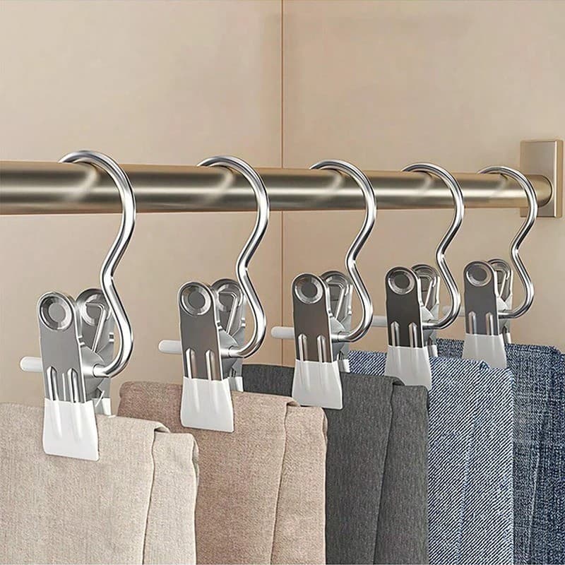 Prendedor Roupas Gancho Aço Inoxidável Kit 10 ou 20 Peças Forte e Durável Pendure Calças Bolsas