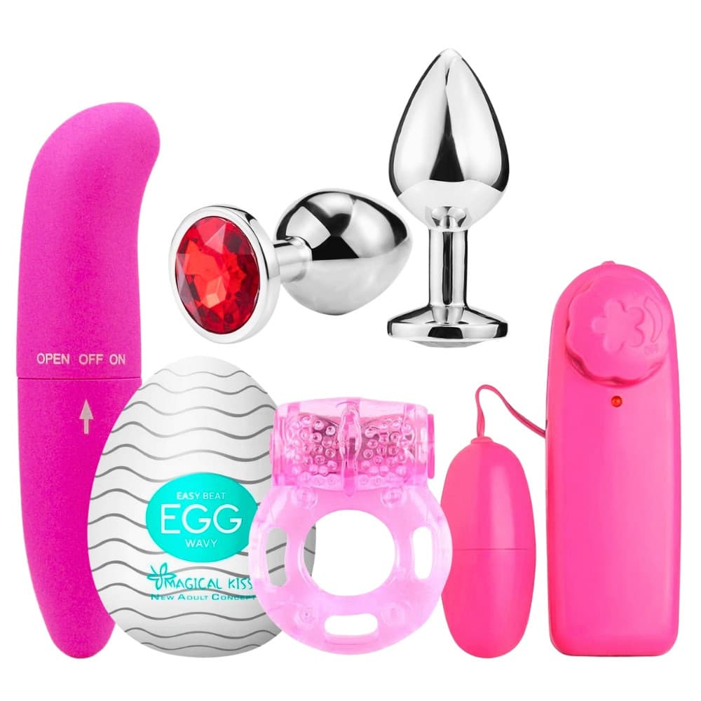 KIT SEX SHOP Com Vibrador Plug Anal Masturbador Masculino Anel Peniano SEXY SHOP Para Casal
