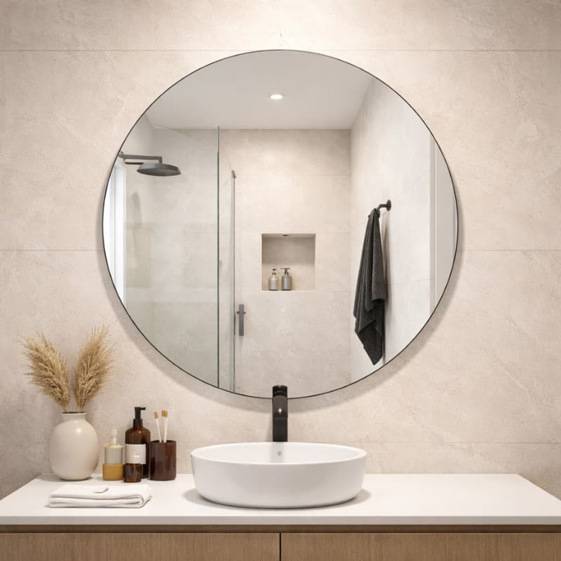 Espelho Redondo 60cm Lapidado Decorativo – Luxo para Banheiro, Quarto e Sala | Envio em 6h