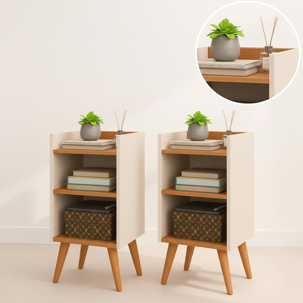 Kit 2 Mesa de Cabeceira ou Unitário para Quarto Charme Retrô Várias Cores Apoio de Cama Mesinha Mesa de Apoio