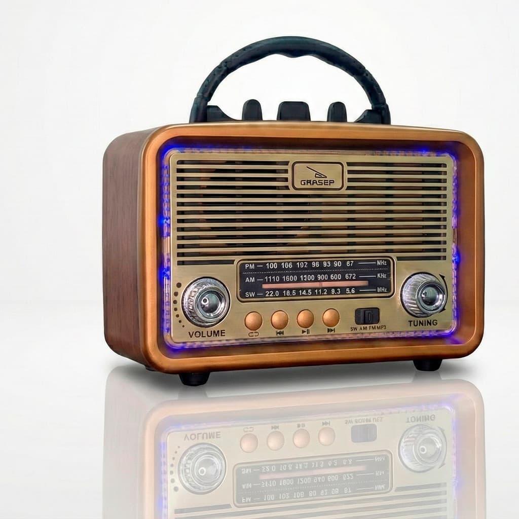 Rádio Radinho Retro Vintage Portátil Som Fm Mp3 Usb Recarregavel Bluetooth