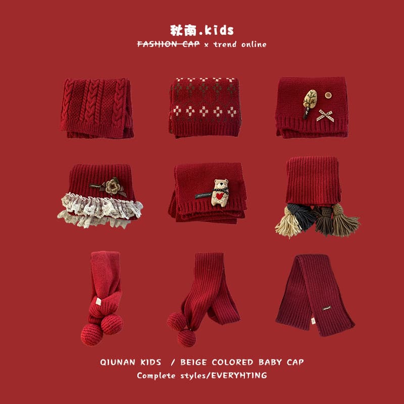 MIKKO Cachecol infantil vermelho ano novo Natal festivo quente babador de malha meninos meninas inverno à prova de vento