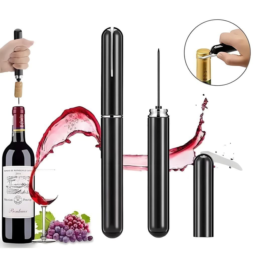 Saca Rolhas de Vinho Bomba de Ar com Cortador Cápsula Aço Inox