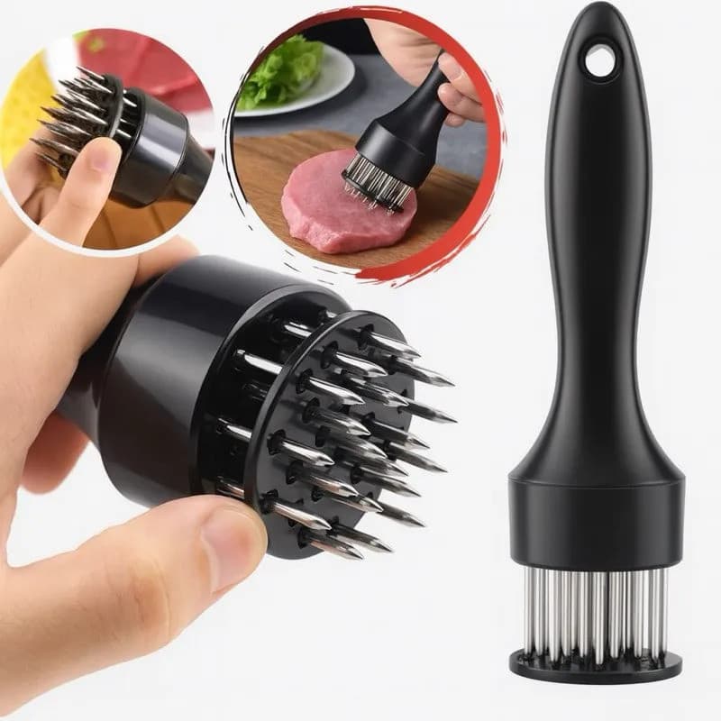Amaciador de Carne com Agulhas Inox Amaciante de Bife Ferramenta Cozinha Churrasco