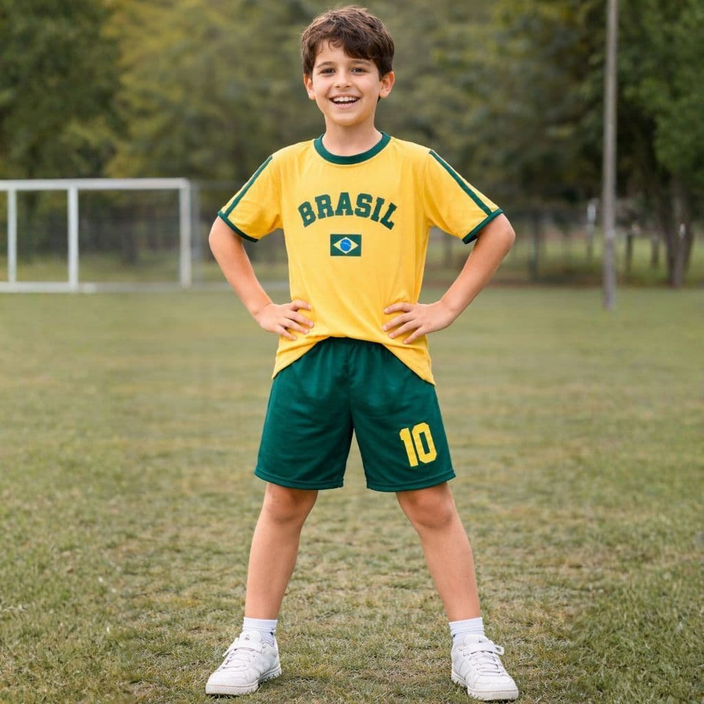 Camisa dry fit do brasil estampada tamanho 02 ao 14 em poliéster camiseta leve