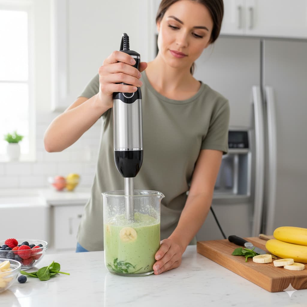 Mixer de Mão Turbo 800W Inox Bivolt 2 Velocidades Triturador Misturador e Processador de Alimentos MISULI 