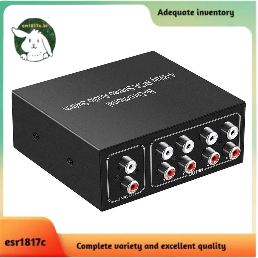 1 Pçs 4 Portas Bidirecional Caixa De Switcher De Áudio Interruptor Rotativo Plug Play Divisor Metal Para TV Game Console