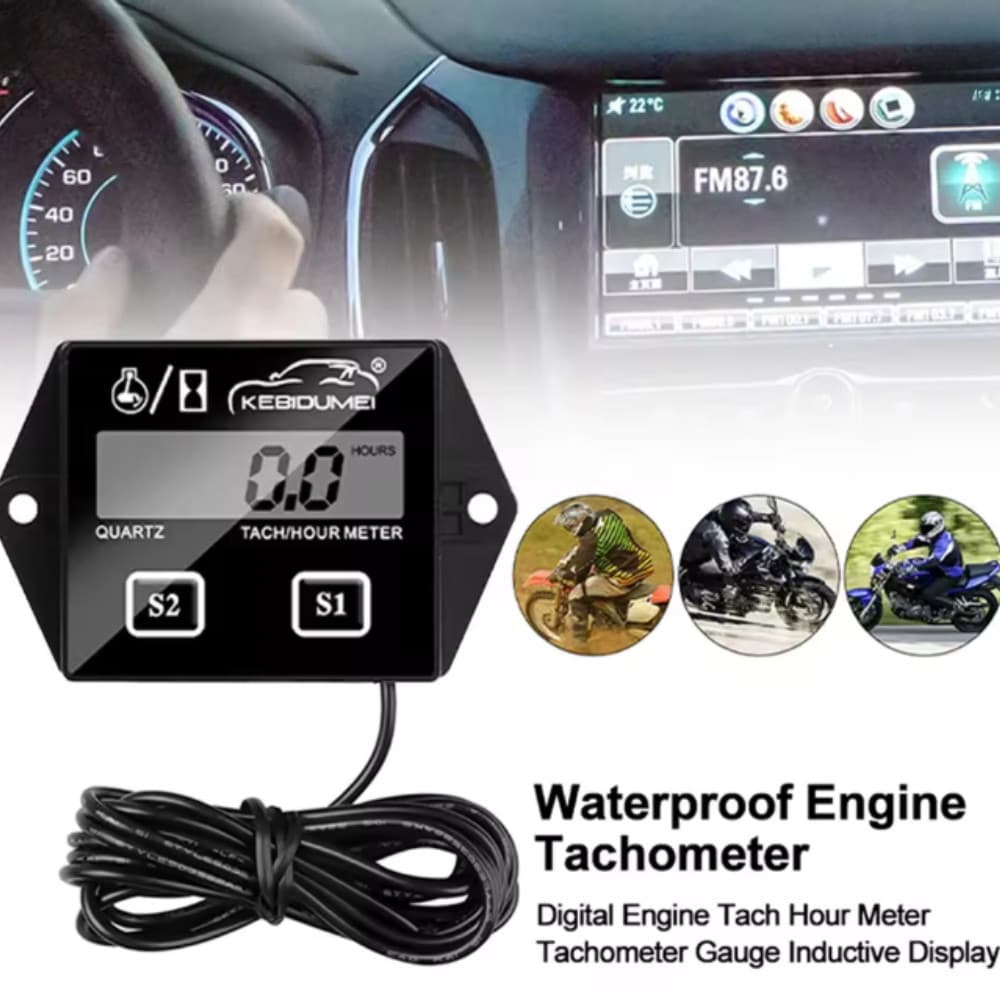 Mais Novo LCD Digital Motor Tach Medidor De Hora Tacômetro Display Indutivo Para Motocicleta Acidente Vascular Cerebral 