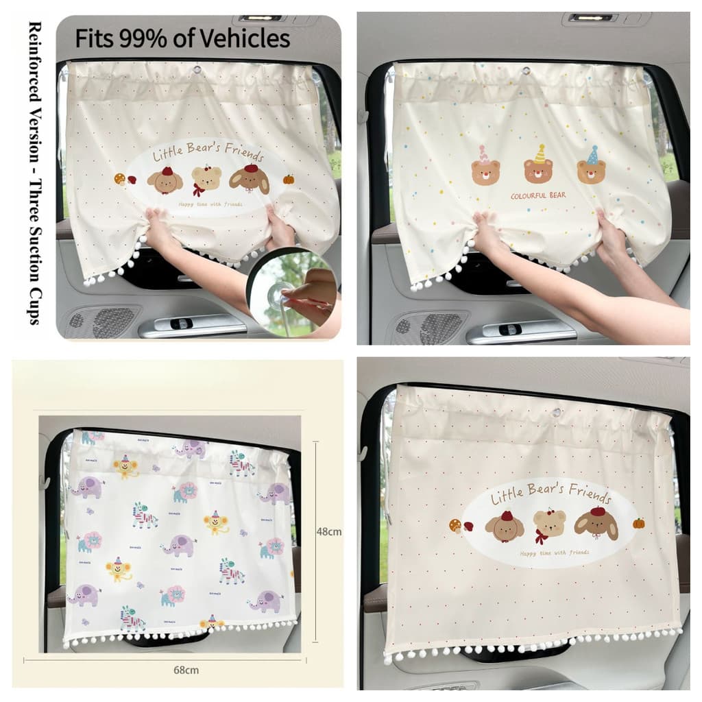 Janelas Do Carro Pára-Sol Cortina Protetor Solar Blackout Acessórios Interiores Ventosas Reforçadas Dos Desenhos Animado