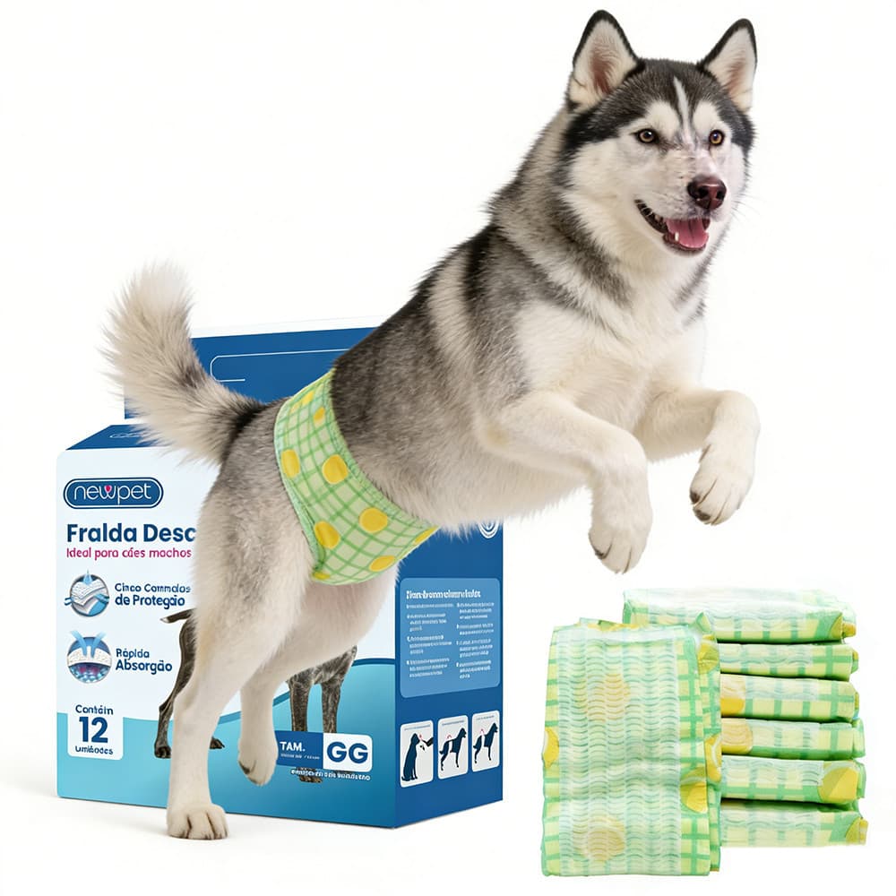 Newpet Fralda higiênica cães Pet descartável para cachorro Macho kit 12 unidades （P/M/G/GG)