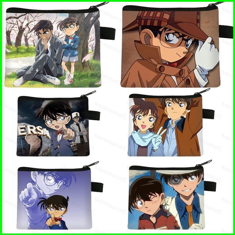 SQ5 Detetive Conan Dos Desenhos Animados Crianças Bolsa De Moedas Carteira Chaveiro Fone De Ouvido Saco De
