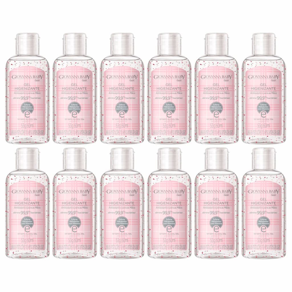 Kit 12 Álcool em Gel Higienizante Giovanna Baby Classic 60ml