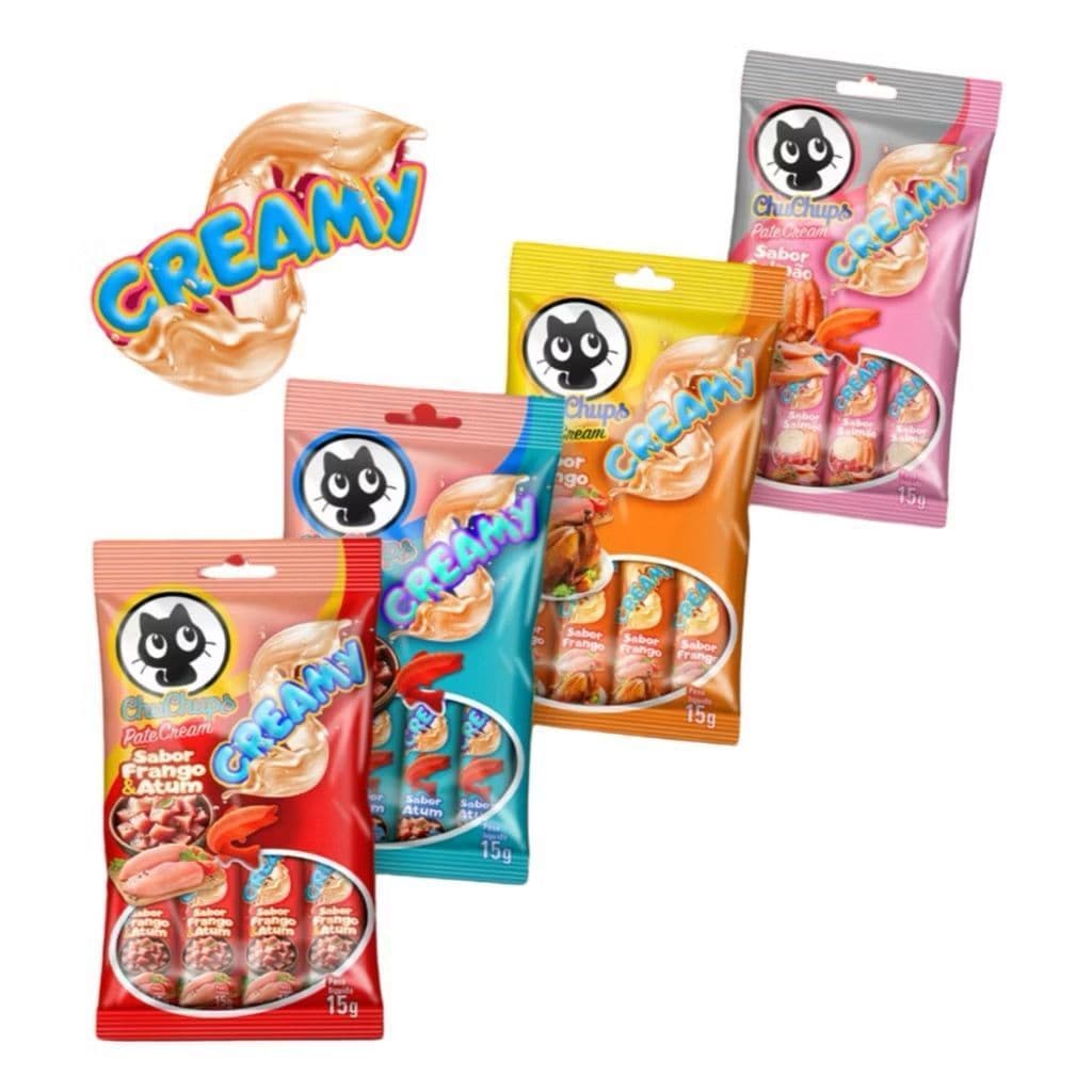 Petisco Cremoso Chuchups Para Cães e Gatos – 4 Sabores - Contém 4un de 15g