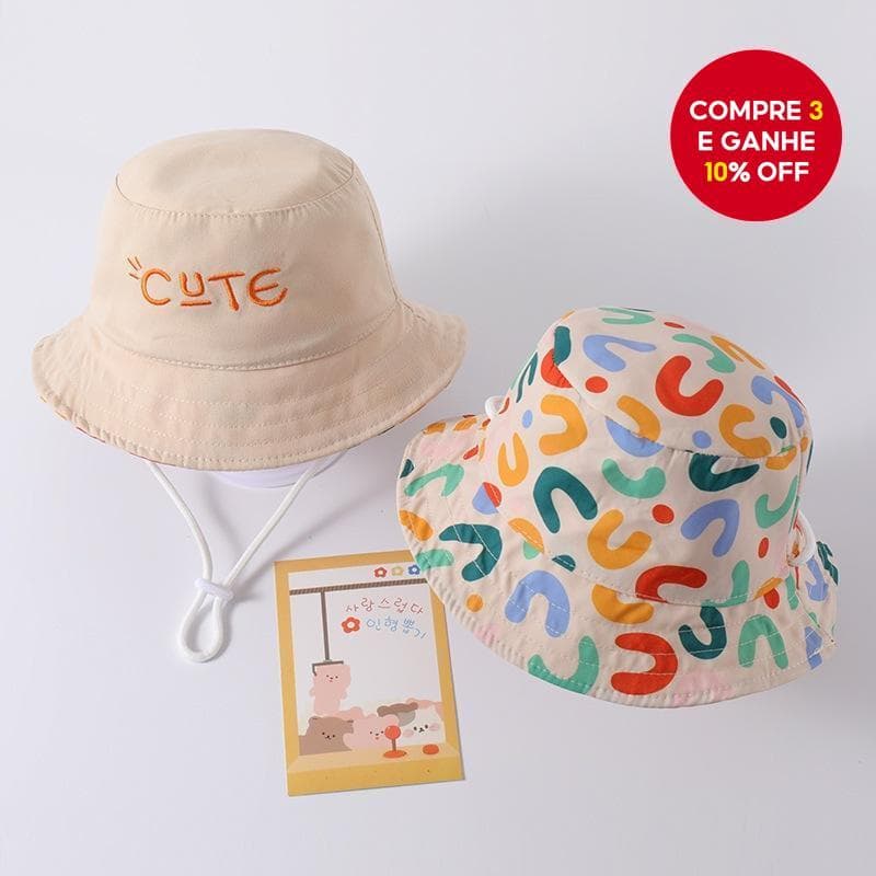 Chapéu Balde Dupla Face Para Bebê Com Bordado E Alça – De Sol UV À Prova De Vento Meninos Meninas