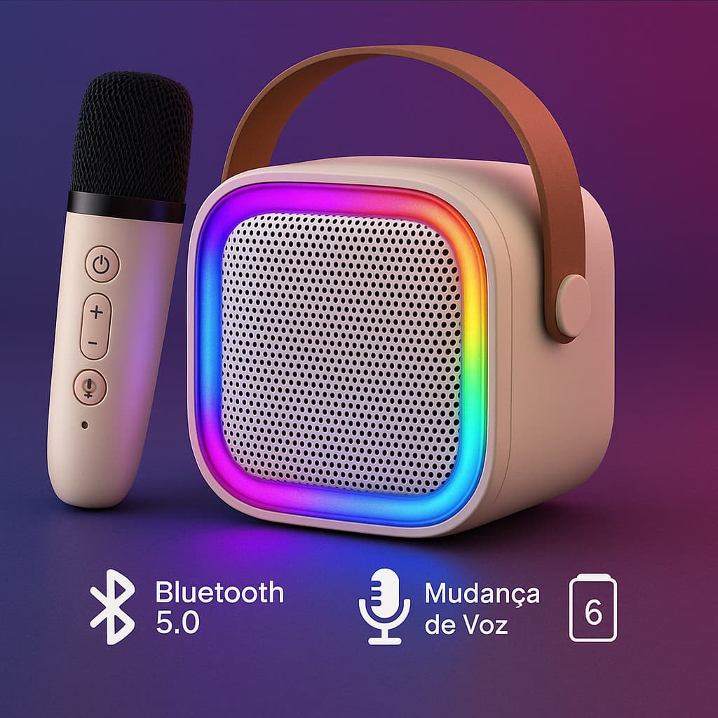K12 Caixa de som sem fio com microfone Karaokê, Mini Alto-falante Bluetooth portátil de Karaoke com 1 Microfone JV
