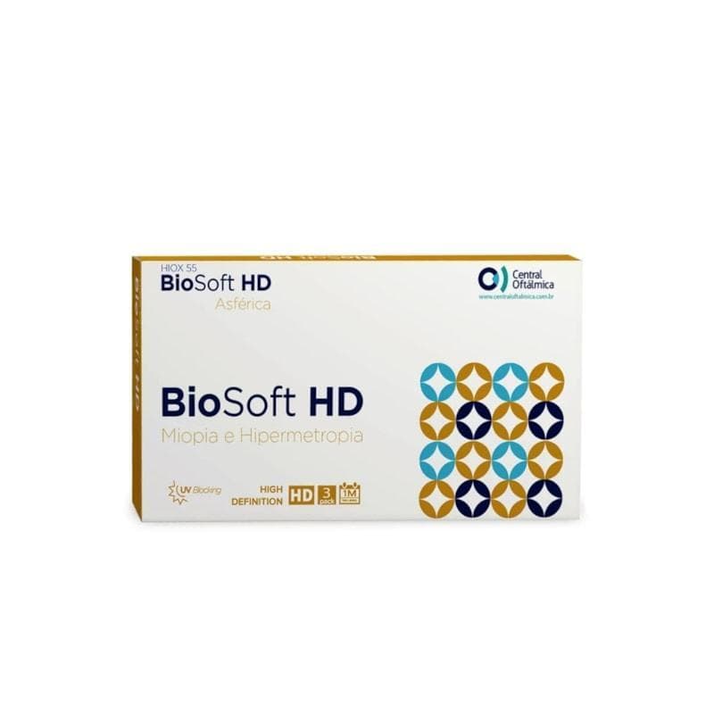 Lentes de contato Biosoft Asférica HD para Miopia ou hipermetropia  - Caixa com 3 unidades