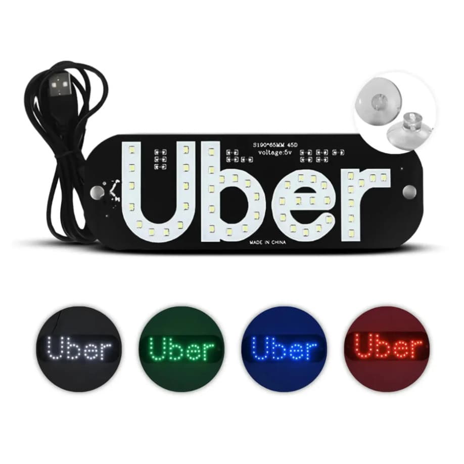 Placa Letreiro Aplicativo uber Letreiro Luminoso Led USB Com Botão Liga/desliga - Touro Shop