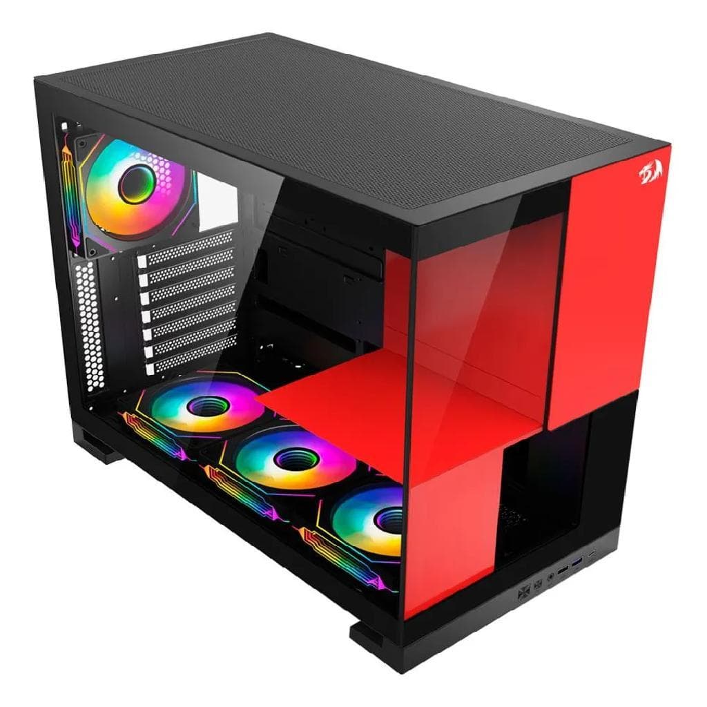 Gabinete Gamer Redragon Eternal Sem Fan Preto Ca-612br Preto E Vermelho