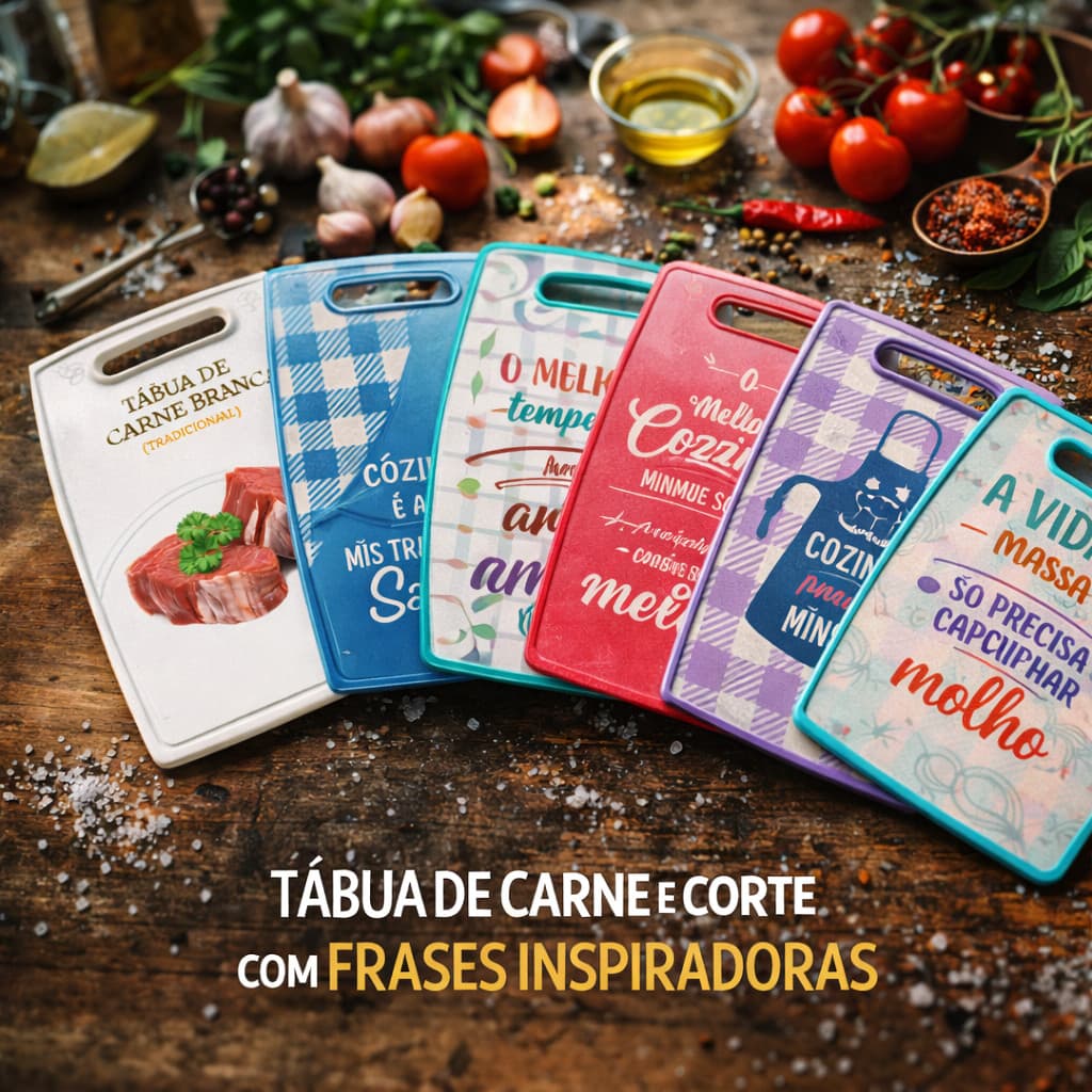 Tábua de Carne e Corte 37x23cm Personalizada Cozinha Churrasco Carne Legumes e Frutas Frases Decorativas