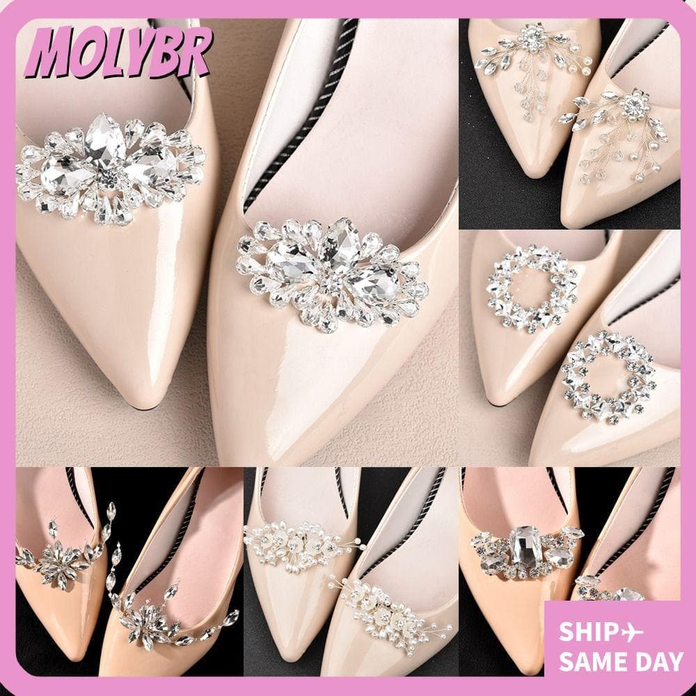 MOLYBR 2 Peças De Clipe De Sapato De Strass Feminino Broche Brilhante Fivela Charmosa