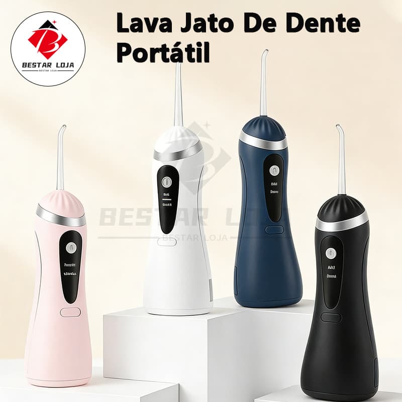 BESTAR LOJA  Irrigador Oral Lava Jato De Dente Portátil Sem Fio Aparelho 3 Modos + 4 Bicos Bivolt