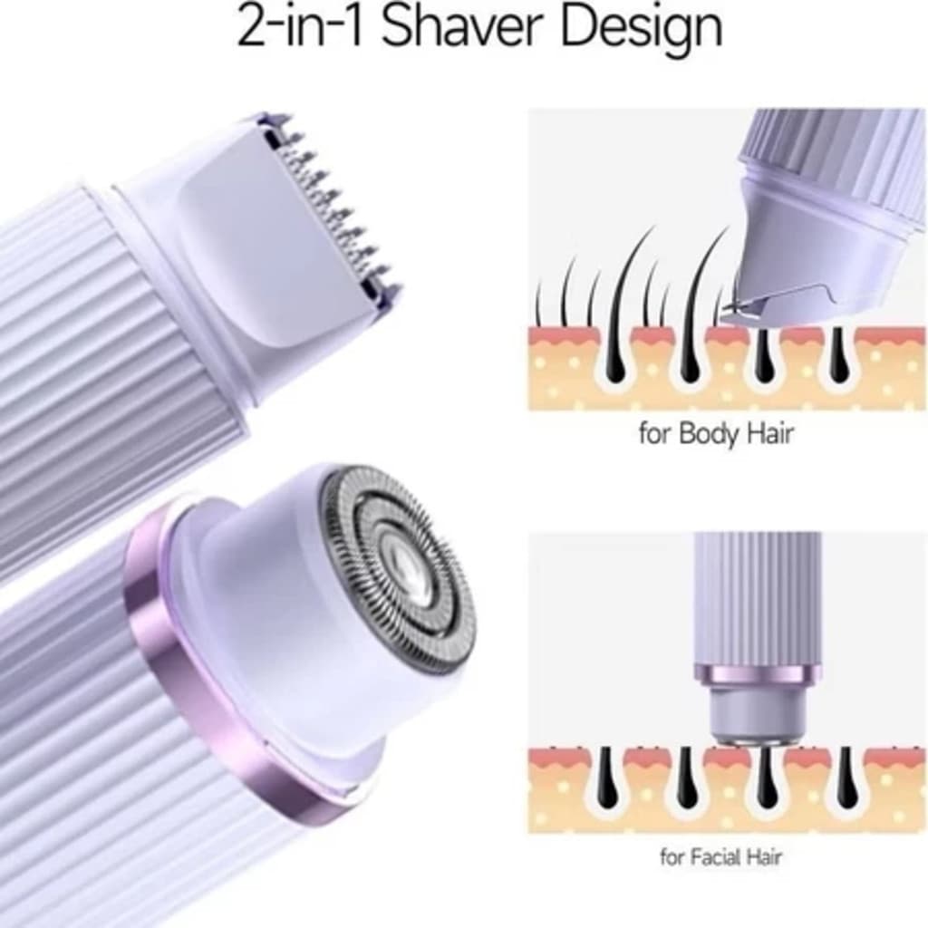 Depilador Eletrico Feminino Recarregável Removedor De Pelos Navalha Dupla