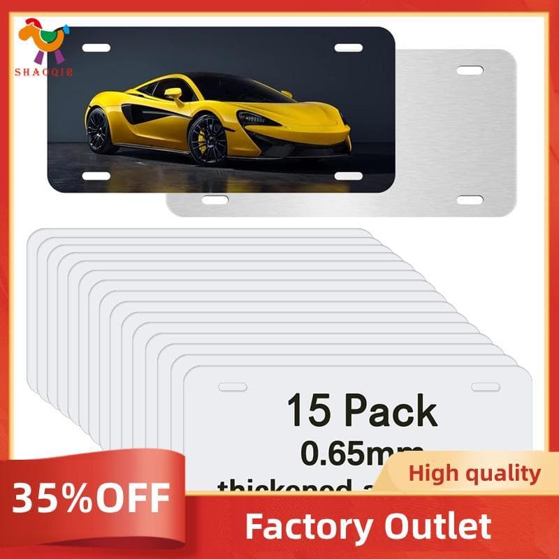 15 Pacote Sublimação Placa De Licença Em Branco Metal Alumínio Etiqueta Do Carro Transferência Térmica DIY Design Imagem