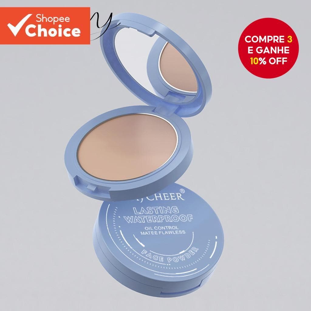 Pó Facial Para Controle De Óleo Fosco À Prova D'água De Configuração Impecável Maquiagem Compacta Com Espelho Puff [Long