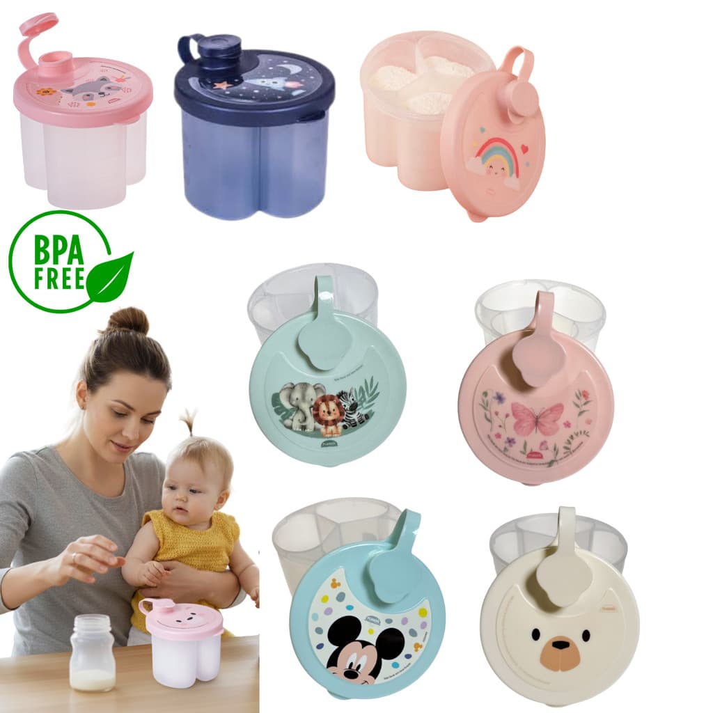 Pote Dosador de leite em pó e Fórmula bebê compacto Infantil trava com marcadores 300ml livre de BPA