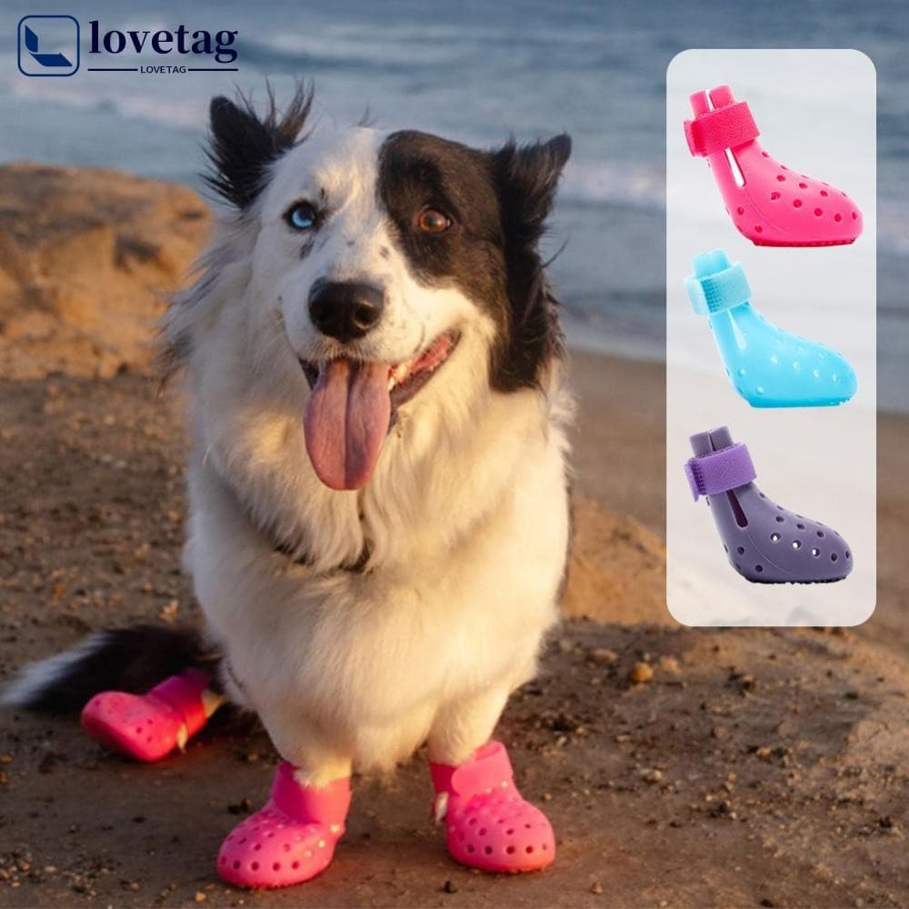 LOVETAG Botas De Silicone Para Cães Com Buracos , Sapatos Antiderrapantes Animais De Estimação , 2 Peças , Protetores De