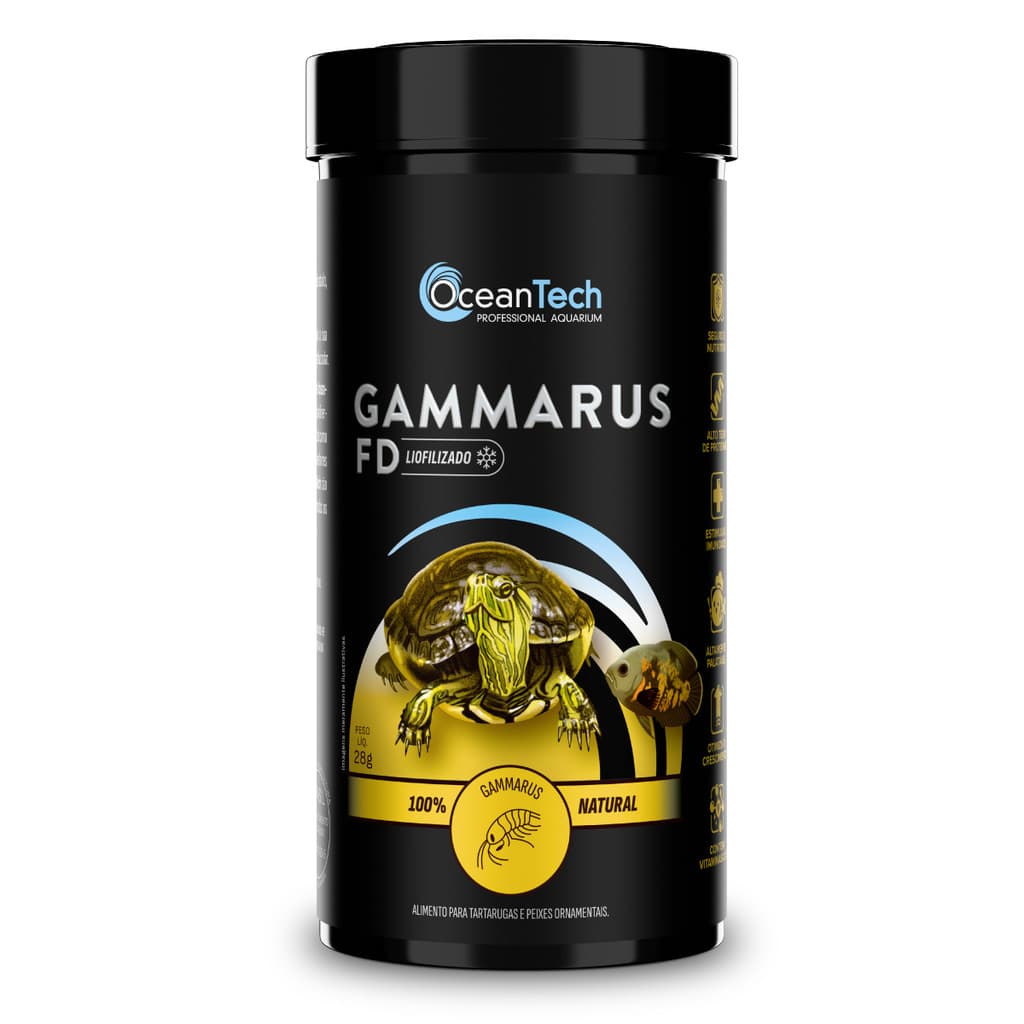 Ocean Tech Gammarus FD 28g Ração Natural para Tartarugas Aquáticas | Alto Cálcio e Proteína