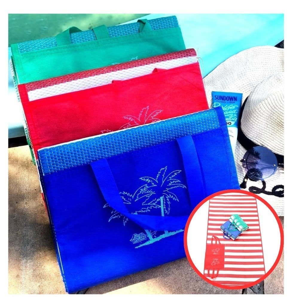 Esteira De Praia Impermeável Portátil Dobrável 90x170cm Vira Bolsa