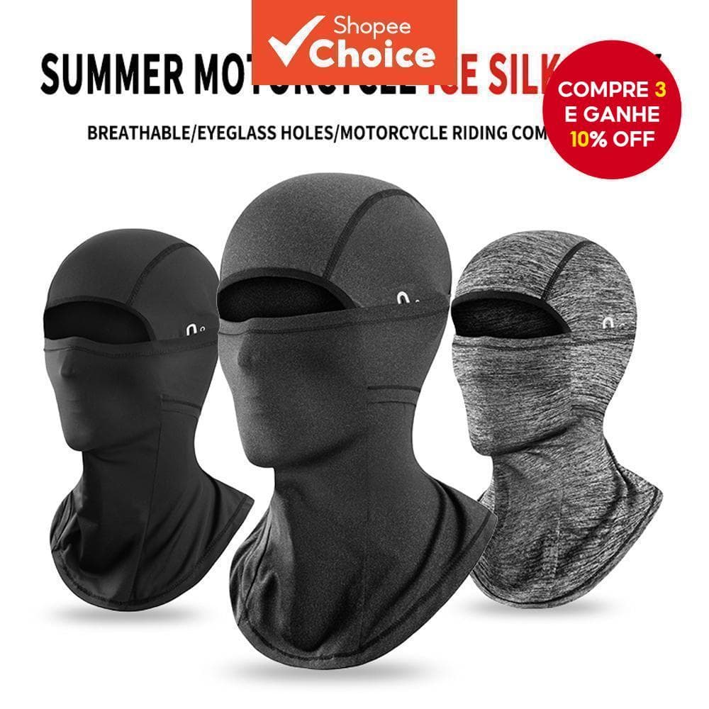 Balaclava De Ciclismo De Seda Gelada Respirável-Máscara Facial Completa Para Proteção Solar , Acessórios Ideais Motocicl