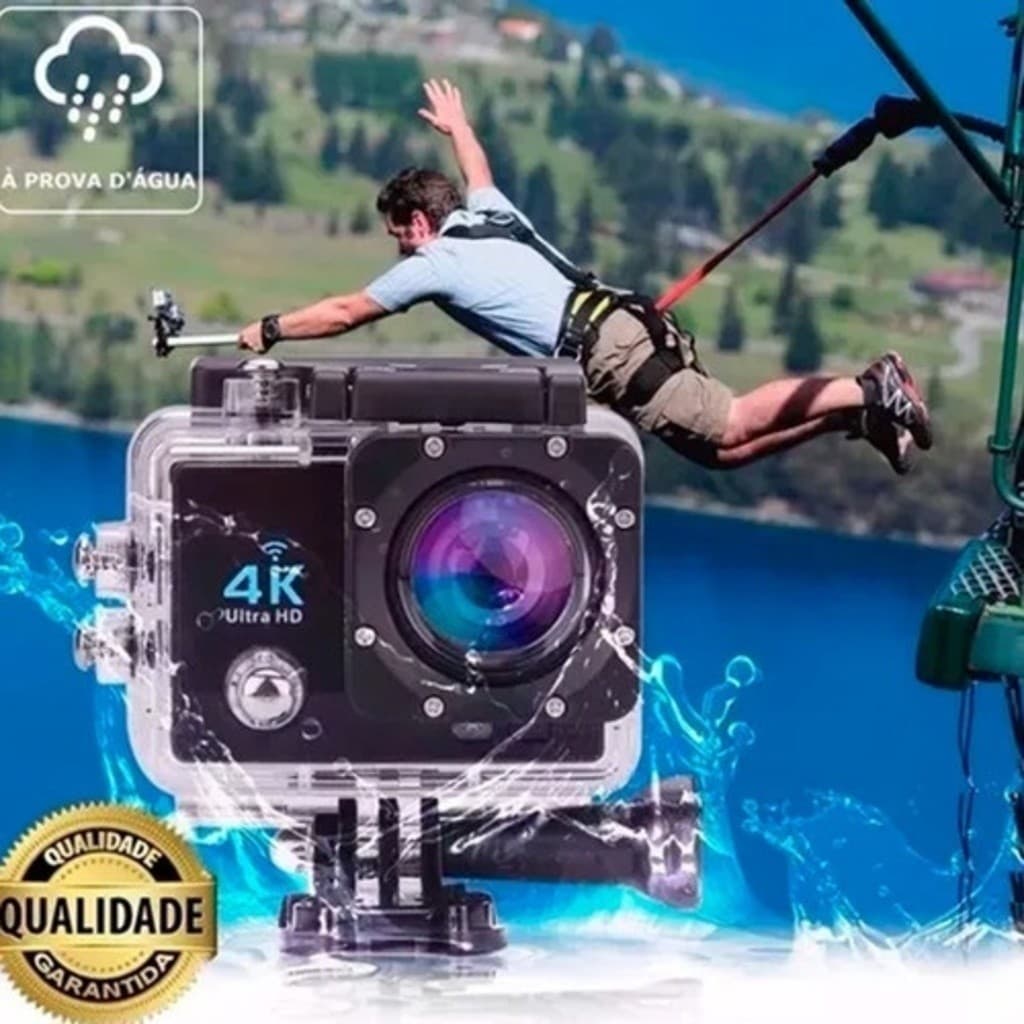 Câmera WIFI esportiva Full HD 4K à prova d'água