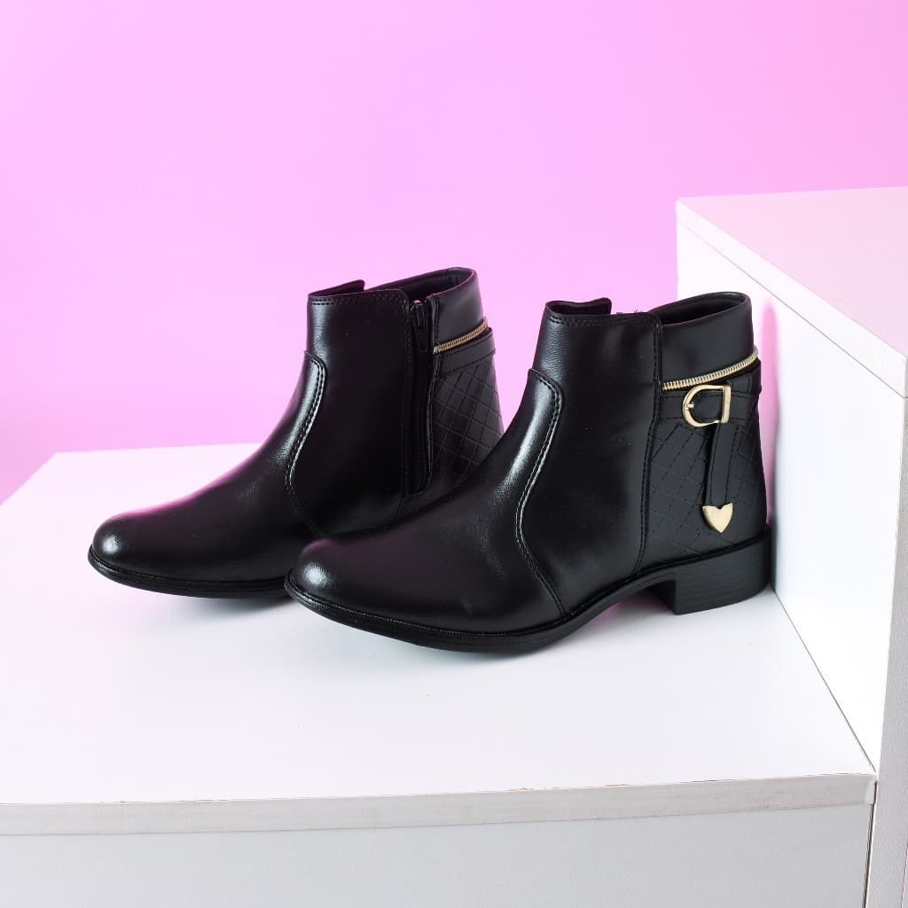 Bota Feminina Zíper Conforto Cano Baixo Saltinho Feminina Botinha Inverno Sem Salto Original