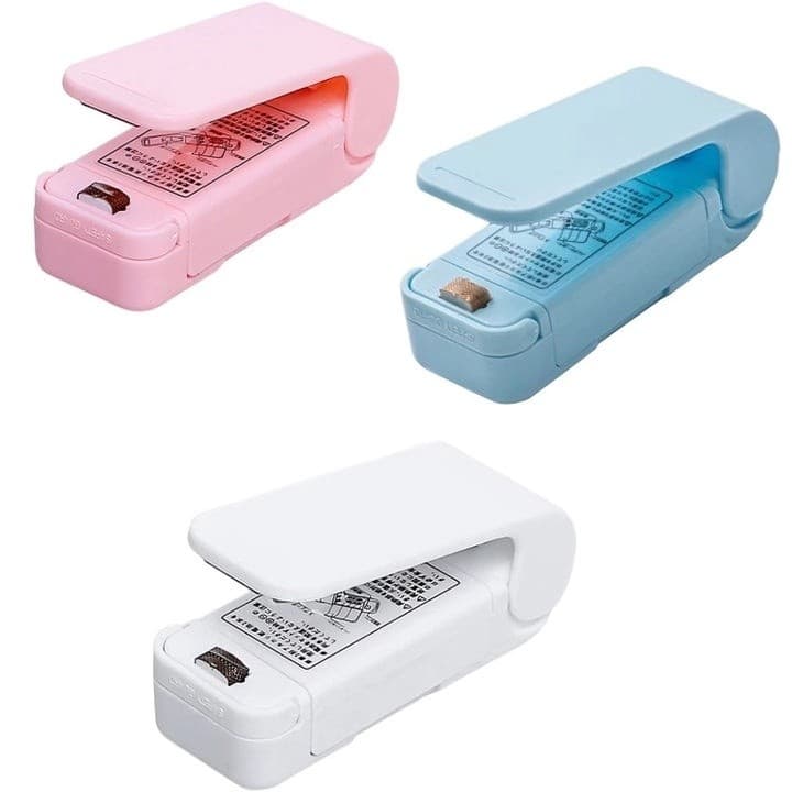 Mini Seladora Portátil Top Útil Sela Embalagem Rápido Prático Multicolorido Universal a Pilha