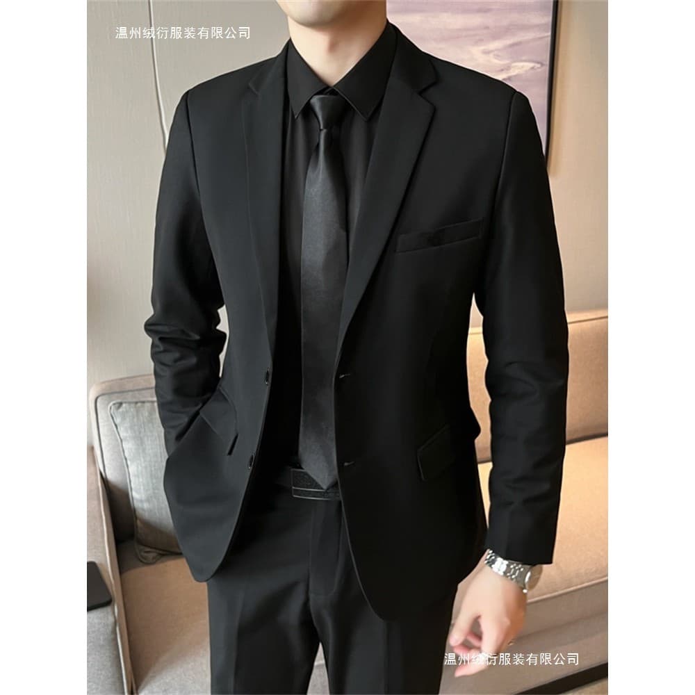 Terno masculino jaqueta fino-ajuste preto Casual negócios Formal Wear profissional estilo coreano juventude Plus Size pa