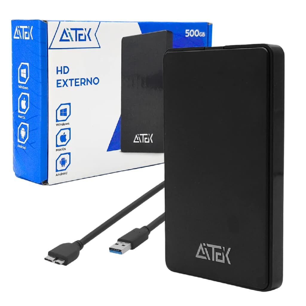 HD Externo 500GB USB 3.0/3.1, Portátil, Aitek AHD-E500LITE