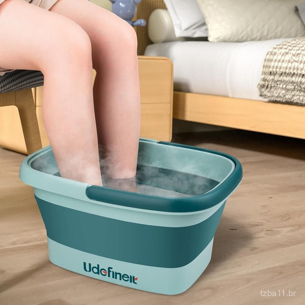 Bacia para Banho de Pés Udefineit, Dobrável e Portátil, com Pontos de Massagem para Spa de Pés, 15L/4 Galões, Balde de I