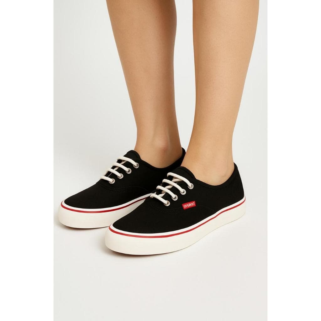 Tenis Red Summer Unissex Preto Com Faixa Vermelho Solado Off  White Versatil para Verão