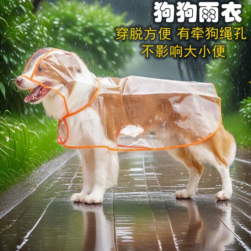Novo produto Pronto estoque Capa de chuva para cães Transparente Linha de desbloqueio de visão Golden Retriever Capa de