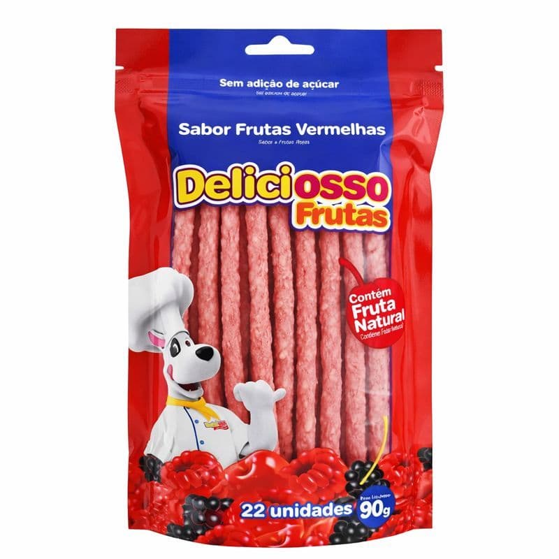 PETISCO OSSO FRUTAS VEMELHAS DELICIOSSO 90G