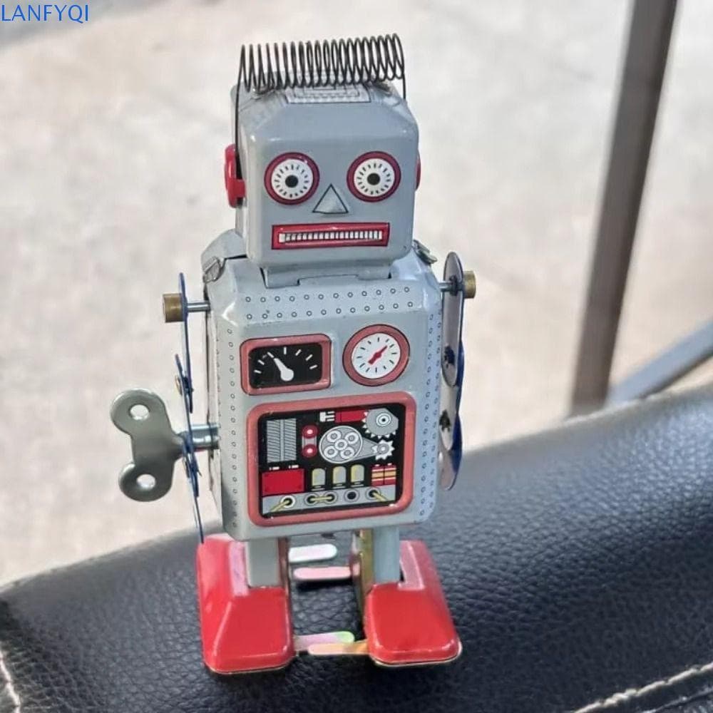 LANFYQI Brinquedo De Caminhada Com Relógio , Figuras De Metal De Ferro , Robô , Estilo Retrô