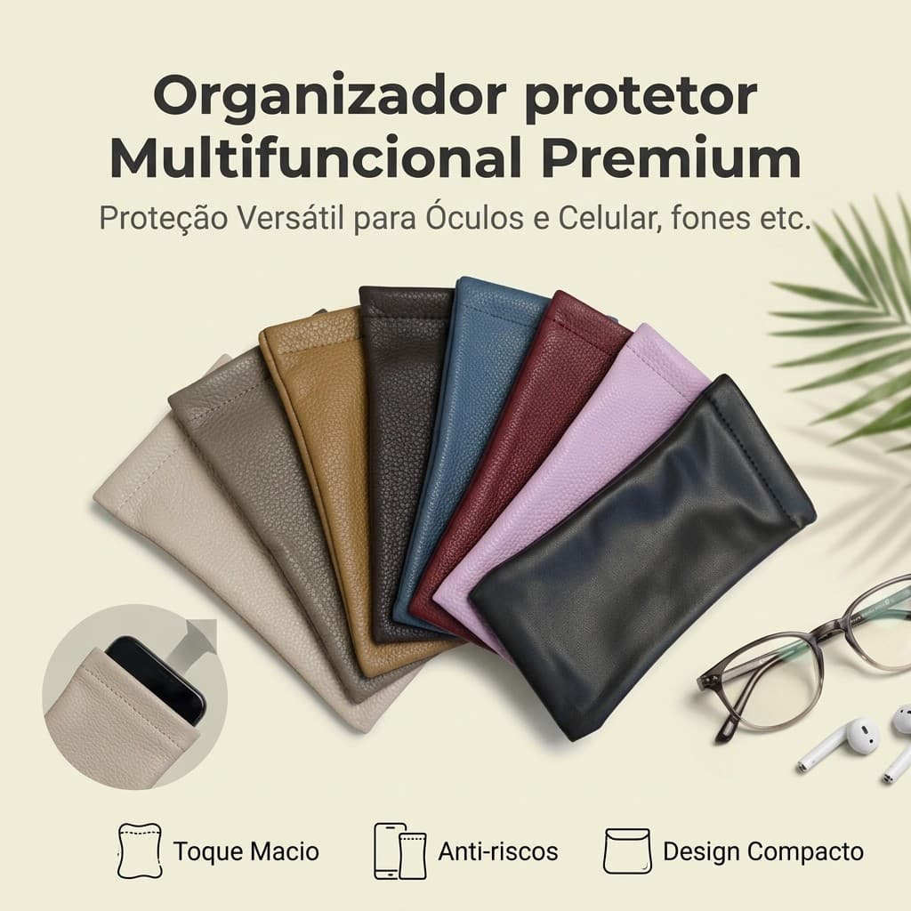 kit 04 Porta óculos. óculos de sol e grau. + flanelinha.