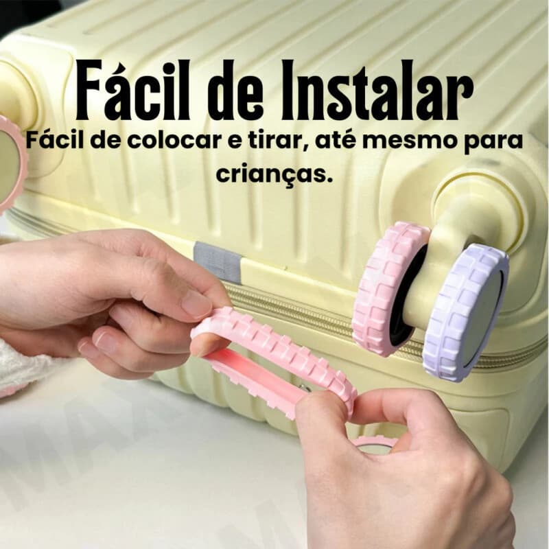 Protetor de Rodas para Mala – Silicone Anti-Ruído que Evita Desgaste